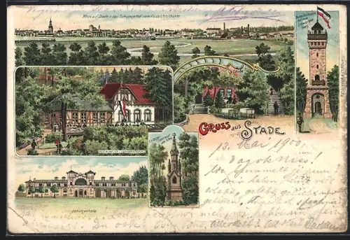 Lithographie Stade, Restaurant a. d. Schwarzenberg, Schützenhalle