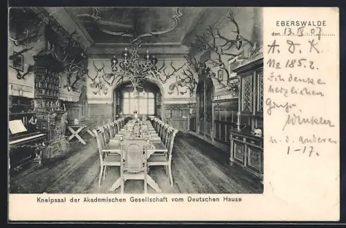 AK Eberswalde, Kneipsaal der Akademischen Gesellschaft vom Deutschen Hause