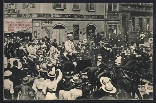 AK Dresden, Kaiser Wilhelm II u. König Friedrich August kehren von der Parade zurück, Königsbrücker Strasse