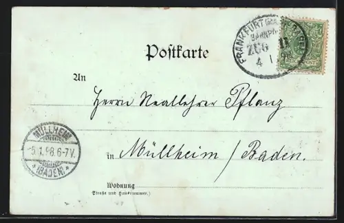 Lithographie Rastatt, Ansichten des Schlosses