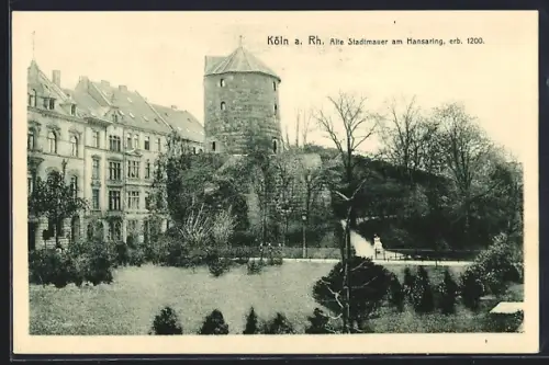 AK Köln-Neustadt, Alte Stadtmauer am Hansaring, erb. 1200