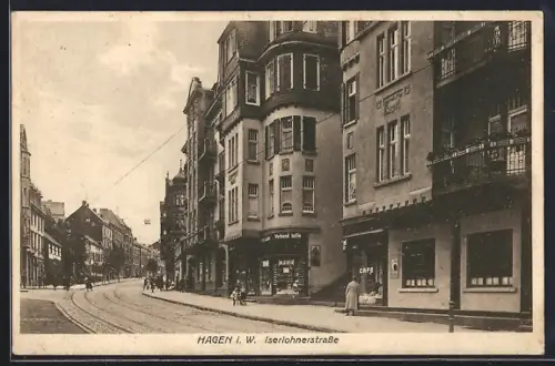 AK Hagen i. W., Cafe in der Iserlohnstrasse