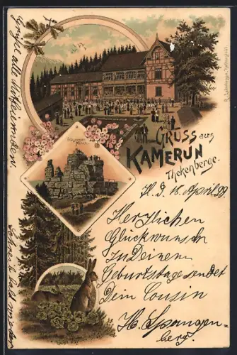 Lithographie Halberstadt, Gasthaus Kamerun, Gläserner Mönch