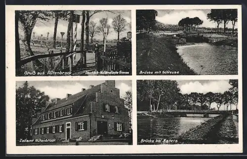 AK Rütenbrock, Deutsch-Holländische Grenze, Zollamt, Brücke mit Schleuse