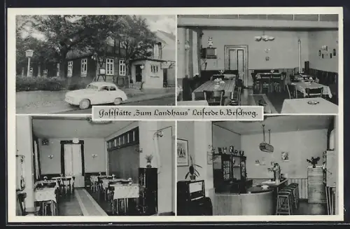 AK Leiferde / Braunschweig, Gaststätte Zum Landhaus, Innenansicht mit Bar und Speiseraum