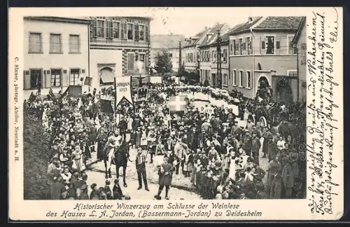 AK Deidesheim, Historischer Winzerzug der Weinlese des Hauses L. A. Jordan