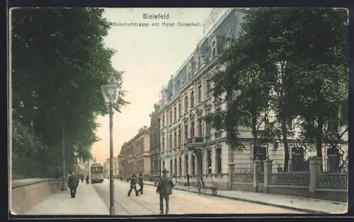 AK Bielefeld, Bahnhofstrasse mit Hotel Kaiserhof