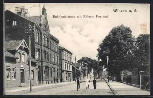 AK Winsen a. L., Bahnhofstrasse mit Kaiserl. Postamt