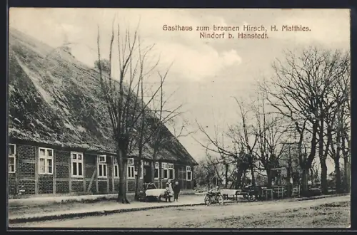 AK Nindorf b. Hanstedt, Gasthaus zum braunen Hirsch, Bes. H. Matthies