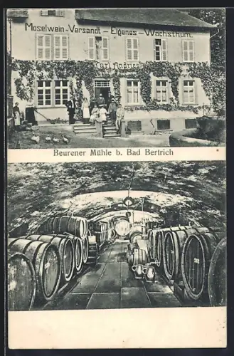 AK Bad Bertrich, Gasthof Beurener Mühle, Moselwein-Versandt