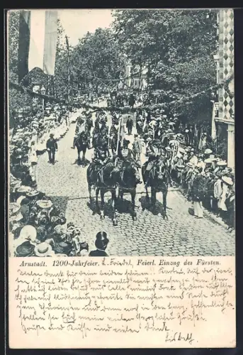 AK Arnstadt, 1200-Jahrfeier, Einzug des Fürsten