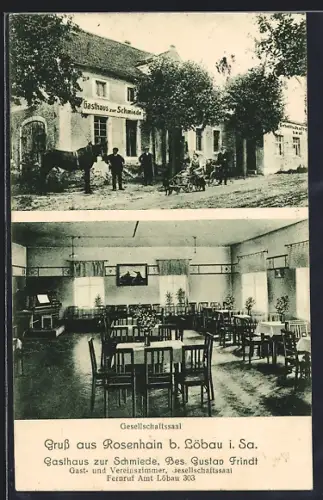 AK Rosenhain b. Löbau, Gasthaus zur Schmiede, Bes. Gustav Frindt