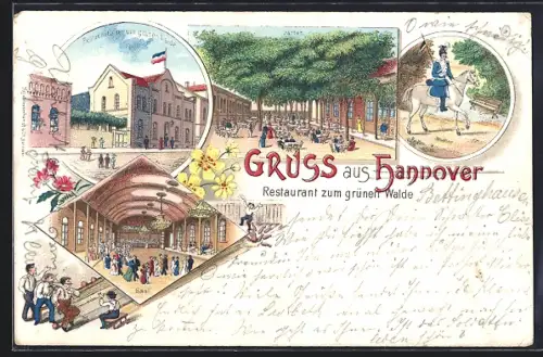 Lithographie Hannover, Restaurant zum grünen Walde, Saal