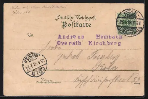 Lithographie Köln-Lindenthal, Restaurant Decksteiner Mühle von Peter Jos. Koerfgen