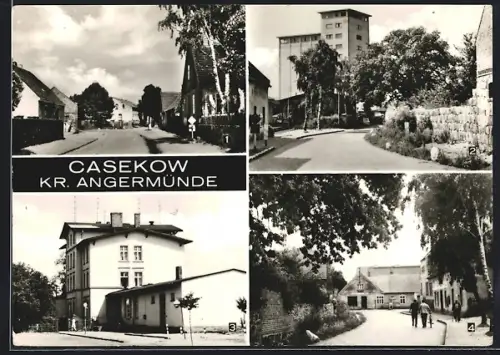 AK Casekow, Waltersdorfer Strasse, Chausseestrasse, Bahnhof