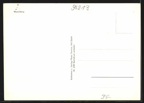 AK Münchberg / Fichtelgebirge, Teilansicht mit Kirche