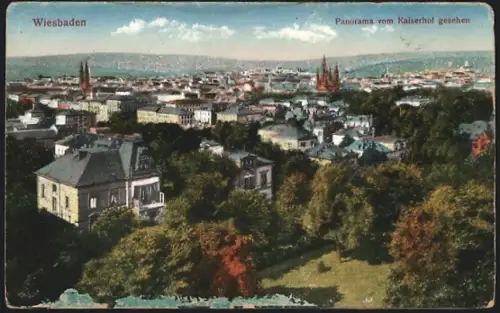 AK Wiesbaden, Panorama vom Kaiserhof gesehen
