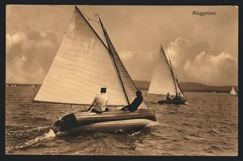 AK Berlin-Köpenick, Segelboote auf dem Müggelsee