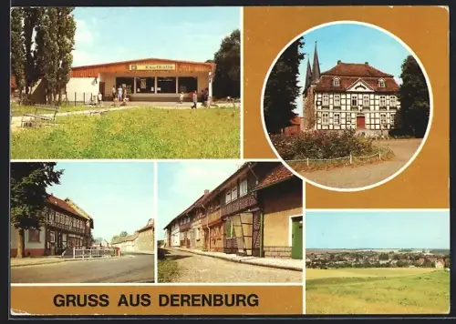 AK Derenburg, Kaufhalle, Rathaus, Mauerstrasse
