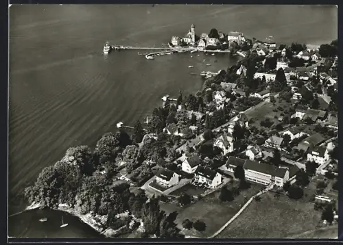 AK Wasserburg am Bodensee, Gesamtansicht, Fliegeraufnahme