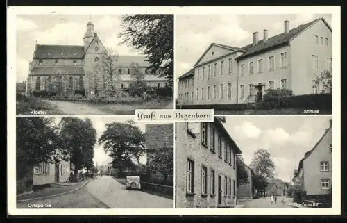 AK Negenborn, Dorfstrasse, Kloster Amelunxborn, Ortspartie, Schule