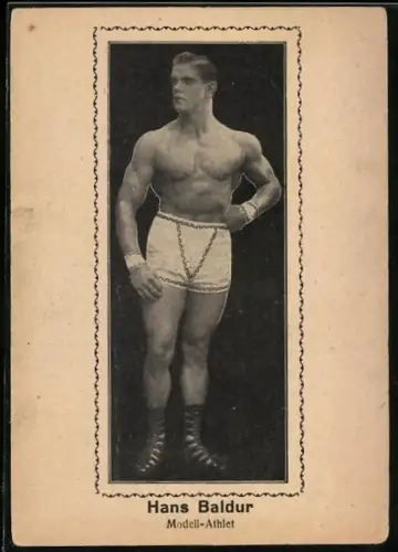AK Kraftsportler Hans Baldur im Ganzporträt, Modell-Athlet