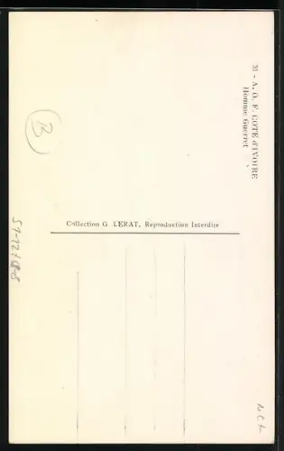 AK A. O. F.-Cote d`Ivoire, Homme Guerret, Afrikanischer Mann mit traditioneller Frisur