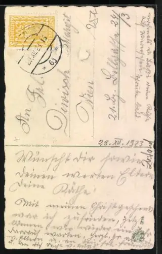 AK Schwein mit Zigarre zählt Geldscheine, Hufeisen, Kleeblatt