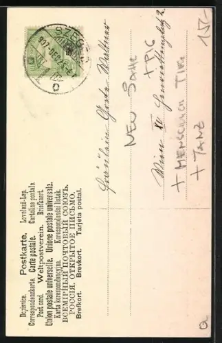 Künstler-AK Zwei Schweine in edler Kleidung