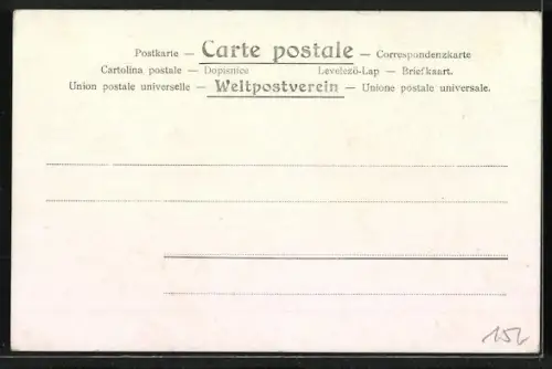 Lithographie Ein Schwein kitzelt ein anderes mit einem Kleeblatt