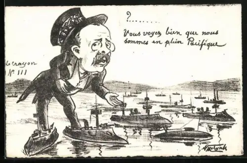 Künstler-AK sign. Molynk: Vous voyes bien que nous sommes en plein Pacifique