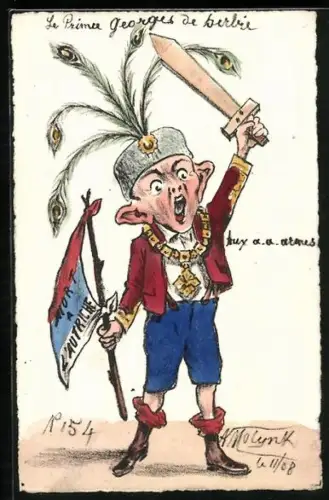 Künstler-AK sign. Molynk: Karikatur auf den britischen Prinzen George