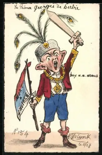 Künstler-AK sign. Molynk: Karikatur auf den britischen Prinzen George