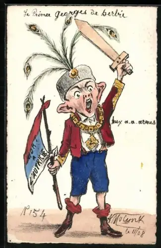 Künstler-AK sign. Molynk: Prince George, Mort a l`Autriche