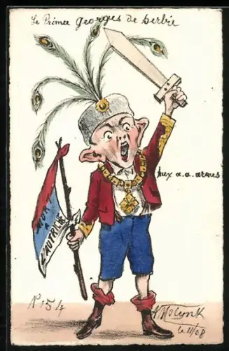 Künstler-AK sign. Molynk: Prince George, Mort a l`Autriche