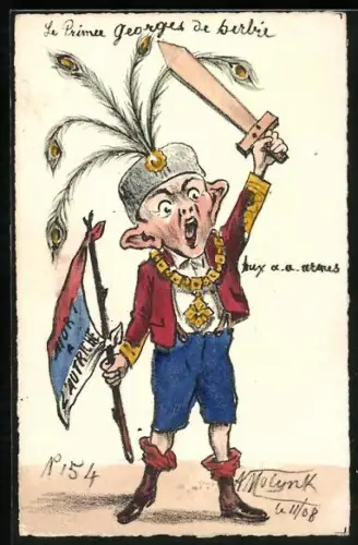 Künstler-AK sign. Molynk: Karikatur auf den britischen Prinzen George