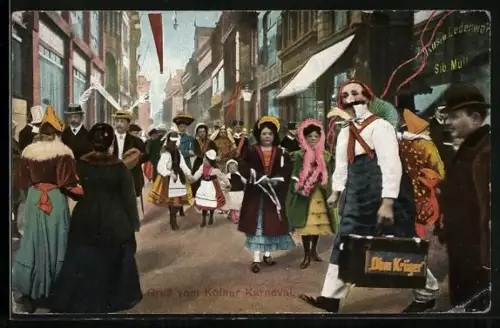 AK Köln, Strassenpartie mit Kölner Karneval, Fasching