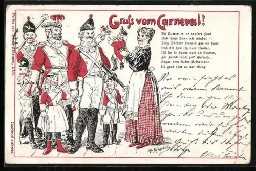 Lithographie Köln, Männer und Kinder als Funken