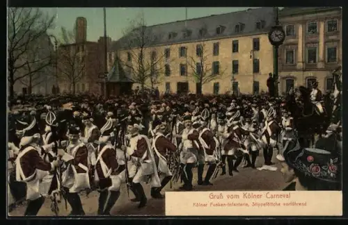 AK Köln, Kölner Funken-Infanterie, Stippeföttche vorführend