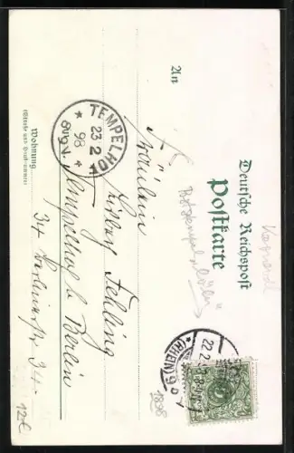 Lithographie Clowns rennen zusammen, He-Elau