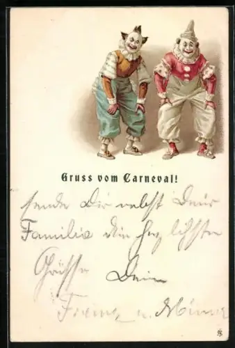 Lithographie Zwei Clowns ziehen Fratzen
