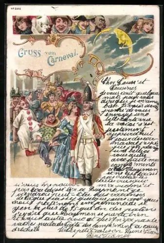 Lithographie Kölner Carneval, Kostümierte feiern