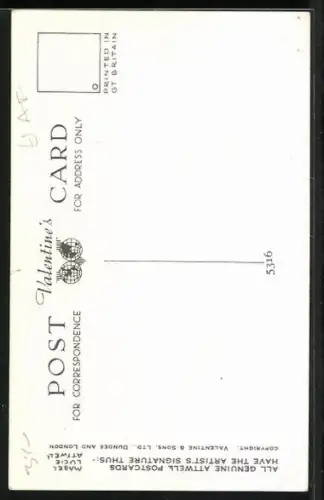 Künstler-AK Mabel Lucie Attwell: Too busy to write!, Junge bei der Gartenarbeit