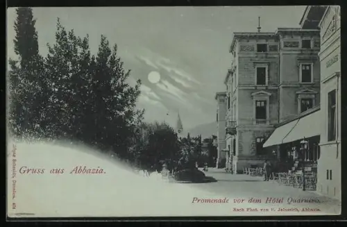 AK Abbazia, Promenade am Hotel Quarnero
