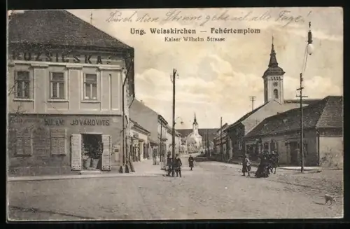 AK Ung. Weisskirchen, Kaiser Wilhelm Strasse, Fehértemplom, Haus Ruzsicska