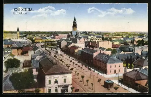 AK Subotica, Teilansicht mit Strassenpartie