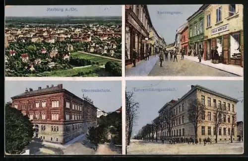 AK Marburg a. Dr., Herrengasse, Oberrealschule, Lehrerbildungsanstalt