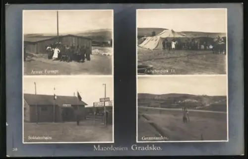 AK Gradsko /Mazedonien, Soldatenheim, Armee Fernspr., Gesamtansicht