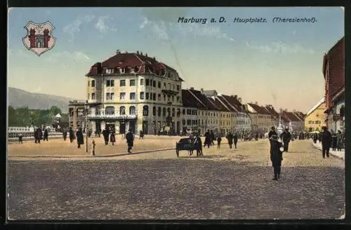 AK Maribor / Marburg, Hauptplatz, Theresienhof, Stadtwappen