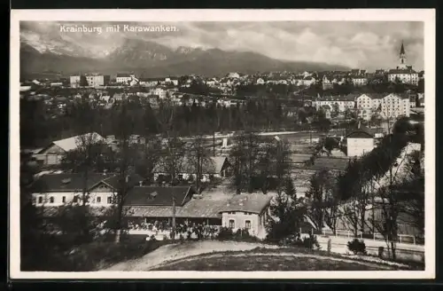 AK Krainburg, Blick über den Ort mit Karawanken